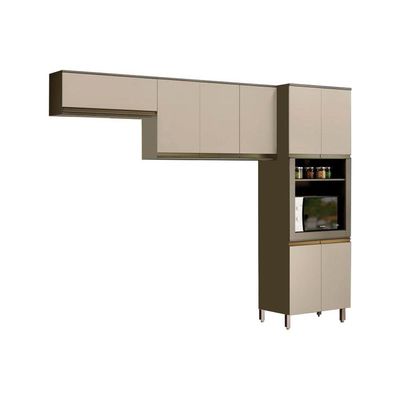 Kit de Cozinha Completa 3 Peças Connect  (2 Armários + 1 Paneleiro) CPT14 Duna/Cristal - Henn