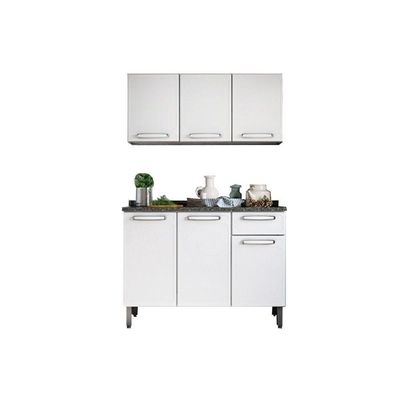Kit de Cozinha Completa 2 Peças Evidence  (1 Armário + 1 Balcão) C2P07 Branco - Bertolini