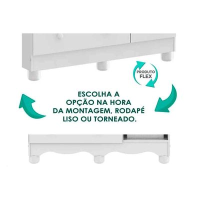 Guarda Roupa Infantil Tedy c/ 4 Portas e 3 Gavetas Branco - Peroba