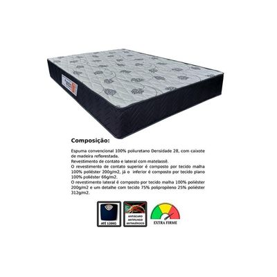Cama Box Baú Queen: Colchão Ortopédico Orthoflex Sogni Unic Face + Base CRC Courano Black (158x198)