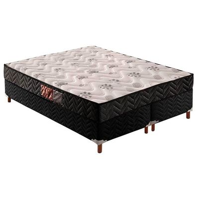Cama Box Queen: Colchão Espuma D45 Paropas Pasquale Black + Base CRC Suede Black(158x198)