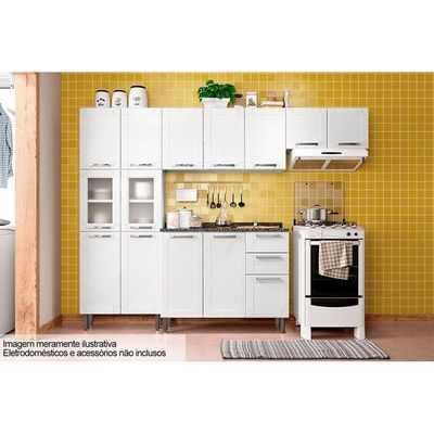 Cozinha Completa Múltipla 4 Peças (2 Armários + 1 Balcão + 1 Paneleiro) C4P82 Branco - Bertolini