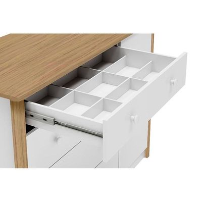 Cômoda Infantil Retrô c/ 1 Porta Cristal e 4 Gavetas Branco/Carvalho - Peroba