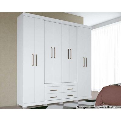 Guarda Roupa 8 Portas  e 4 Gavetas c/ Pés Nápoles Branco - Santos Andirá
