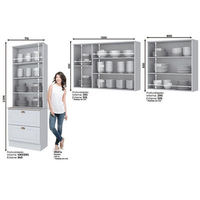 Kit de Cozinha Completa 3 Peças Americana  (2 Armários + 1 Paneleiro) CPT10 Branco - Henn