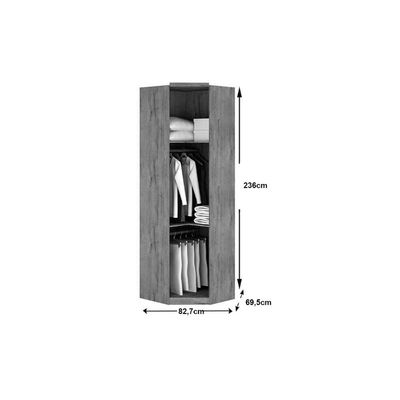Módulo Closet de Canto Oblíquo Rizon c/ 1 Porta Freijo Cumaru - Novo Horizonte