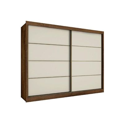 Guarda Roupa Casal 2 Portas de Correr e 6 Gavetas Sevilha Braúna/Off White - Europa