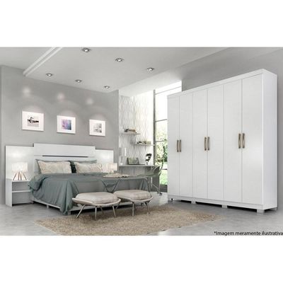 Guarda Roupa Casal 6 Portas e 3 Gavetas Clara Branco - Panan