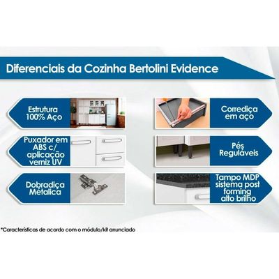 Cozinha Modulada Bertolini Evidence  3 Peças (2 Armários + 1 Paneleiro) CPT64 Branco
