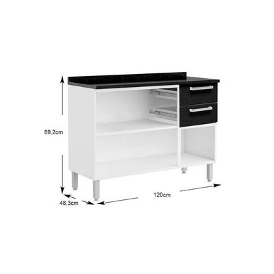 Cozinha Completa Múltipla 4 Peças (2 Armários + 1 Balcão + 1 Paneleiro) C4P81 Branco - Bertolini