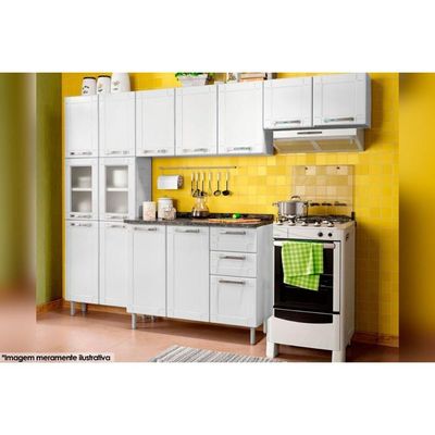 Cozinha Completa Múltipla 4 Peças (2 Armários + 1 Balcão + 1 Paneleiro) C4P81 Branco - Bertolini