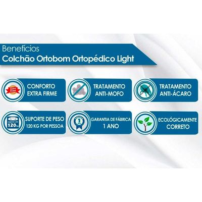 Cama Box Solteiro: Colchão Ortopédico Ortobom Light OrtoPillow + Base CRC Suede Clean(88x188)