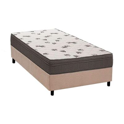 Cama Box Solteiro: Colchão Espuma Ortobom D45 Light Saúde Ortopilow + Base CRC Suede Clean(88x188)