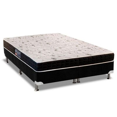 Cama Box Queen: Colchão Anatômico Anjos D28/AG65 Pantanal Thierry + Base CRC Suede Black(158x198)