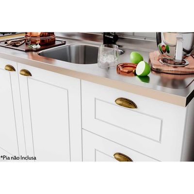 Kit de Cozinha Modulada 4 Peças Americana  (2 Armários + 1 Balcão + 1 Paneleiro) C4P11 Branco - Henn