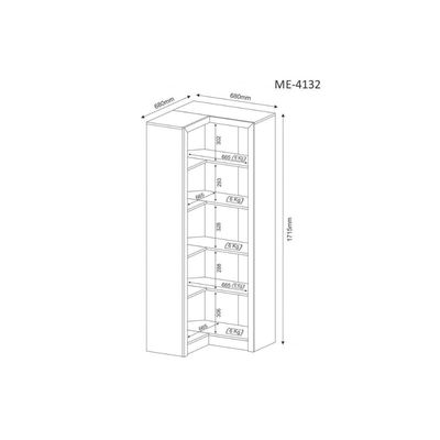 Guarda Roupa Closet Solteiro ME4132 c/ 4 Prateleiras Amêndoa - Tecno Mobili