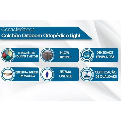 Cama Box Queen: Colchão Ortopédico Ortobom Light OrtoPillow + Base CRC Suede Black(158x198)