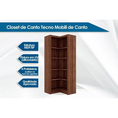 Guarda Roupa Closet Solteiro ME4132 c/ 4 Prateleiras Amêndoa - Tecno Mobili