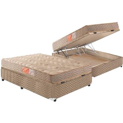 Cama Box Baú Casal: Colchão Espuma Paropas D33 Pasquale + Base CRC Suede Clean(138x188)