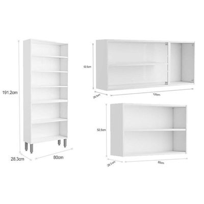 Kit de Cozinha Modulada 3 Peças Evidence  (2 Armários + 1 Paneleiro) CPT51 Branco/Preto - Bertolini