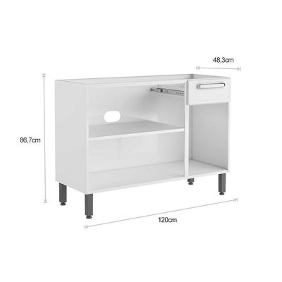 Cozinha Completa Evidence 4 Peças (2 Armários + 1 Balcão + 1 Paneleiro) C4P39 Branco - Bertolini