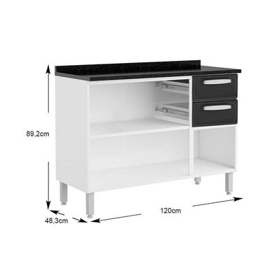 Cozinha Completa Evidence 4 Peças (2 Armários + 1 Balcão + 1 Paneleiro) C4P56 Branco - Bertolini