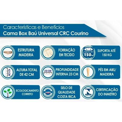 Cama Box Baú Casal: Colchão Molas Anjos Superlastic Classic + Base CRC Courano White(138x188)