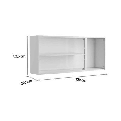Armário Aéreo p/ Cozinha Evidence 7009 3 Portas c/Vidro 120cm Branco - Bertolini
