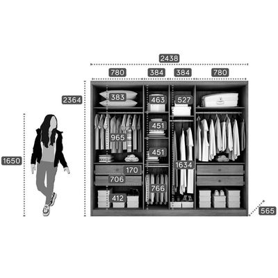 Guarda Roupa Casal 6 Portas e 4 Gavetas Rizon Plus Branco - Novo Horizonte