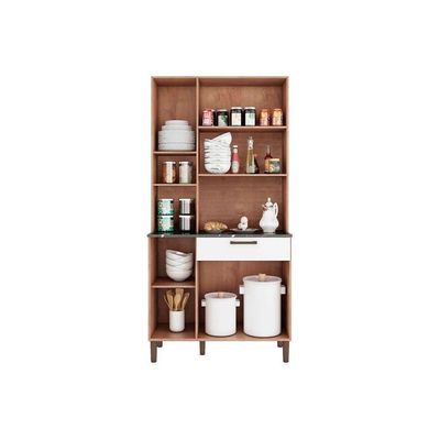 Cozinha Compacta Tannat Gold c/ 6 Portas e 1 Gaveta Castanho/Branco - Ronipa