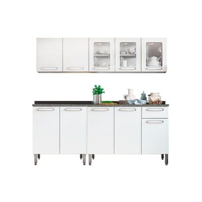 Kit de Cozinha Completa 4 Peças Evidence  (2 Armários + 2 Balcões) C4P38 Branco - Bertolini