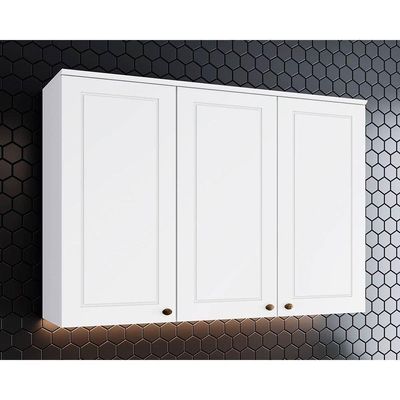 Armário Aéreo p/ Cozinha Americana c/ 3 Portas 120cm Branco - Henn