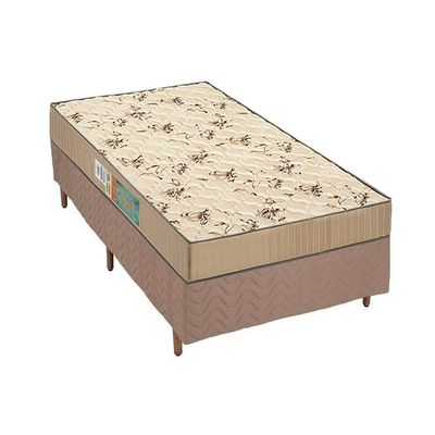 Cama Box Solteiro: Colchão Espuma D45 Polar Pérola Clean + Base CRC Rústico Clean(88x188)