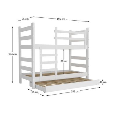 Treliche Madeira Maciça Vira 2 Camas p/ Colchão 78/88 X 188cm Dubai Multimóveis Cr35105 Branco