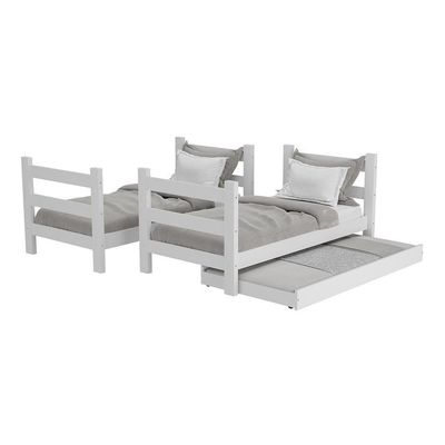 Treliche Madeira Maciça Vira 2 Camas p/ Colchão 78/88 X 188cm Dubai Multimóveis Cr35105 Branco