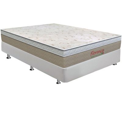 Cama Box Casal: Colchão Molas Bonnel Orthoflex Florença + Base CRC Courano White(138x188)