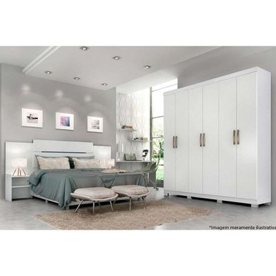Guarda Roupa Casal 6 Portas e 3 Gavetas Clara Flex Branco - Panan