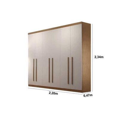 Guarda Roupa Casal 6 Portas e 4 Gavetas Bahia Naturale/Off White - Rufato