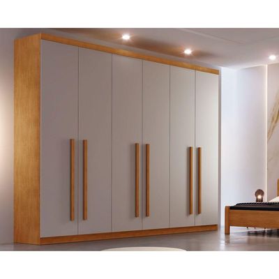 Guarda Roupa Casal 6 Portas e 4 Gavetas Bahia Naturale/Off White - Rufato