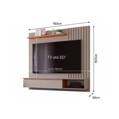 Painel para TV Panamá até 60 Polegadas Off White/Nature - Permóbili