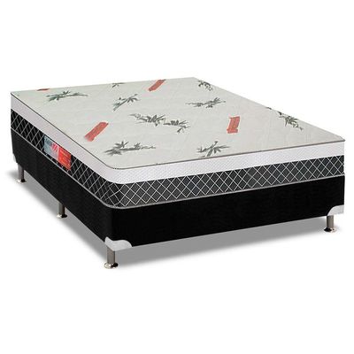 Cama Box Casal: Colchão Anatômico Plumatex D28/EP Falcon Ultra Firme + Base CRC Suede Black(138x188)