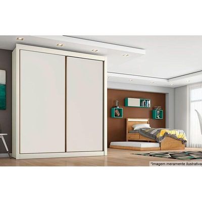 Guarda Roupa Casal 2 Portas de Correr e 4 Gavetas Zurique Braúna/Off White - Europa
