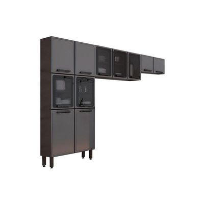 Cozinha Compacta Estilo 3 Peças (2 Armários + 1 Paneleiro) Cpt86 Cinza/grafite - Bertolini