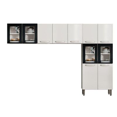 Cozinha Compacta Evidence 3 Peças (2 Armários + 1 Paneleiro) Cpt56 Branco/preto - Bertolini