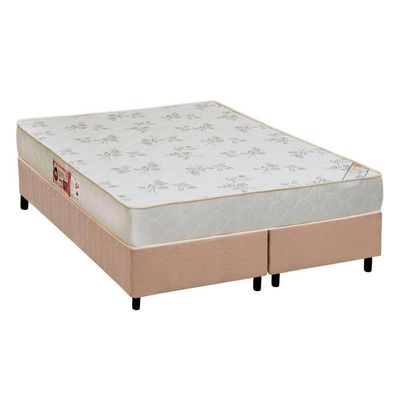 Cama Box Queen: Colchão Espuma Castor D33 Sleep Max Relax + Base Crc Suede Clean(158X198)