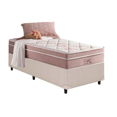 Cama Box Solteiro: Colchão Molas Ensacadas Anjos Masterpocket Eiffel + Base Courano Clean(88X188)