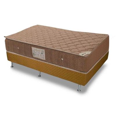 Cama Box Casal: Colchão Molas Bonnel Ortobom Nanolastic Orthotel+Base Brown(138X188)