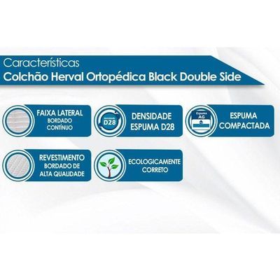 Cama Box Queen: Colchão Espuma Herval D28/Ag65 Black + Base Crc Suede Clean(158X198)