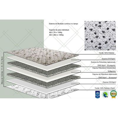 Cama Box Baú Queen: Colchão Espuma D45 Herval / Ag65 Black Double Face + Base Black(158X198)