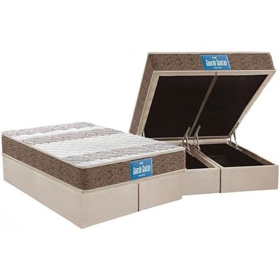 Cama Box Baú Queen: Colchão Anatômico Probel D33 / Ep Plus Double Face + Base Clean(158X198)